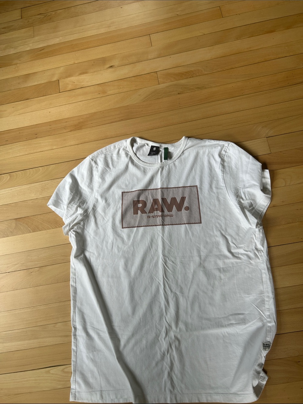 G-Star White Tee with Brown RAW. Chest Logo